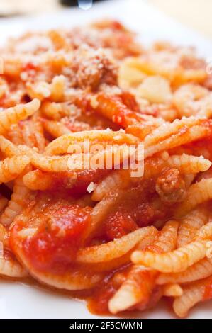 malloreddus or Sardinian gnocchetti, typical Sardinian pasta, with wild ...