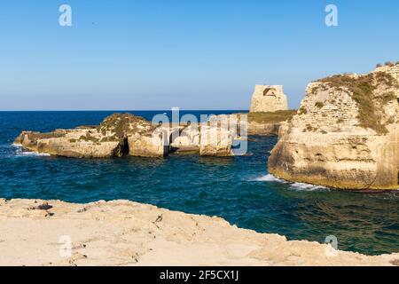 Roca Vecchia, Archaeological site near Torre di Roca Vecchia, Apulia, Italy Stock Photo