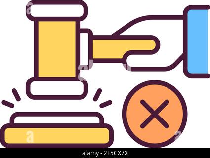 Judges hammer RGB color icon Stock Vector