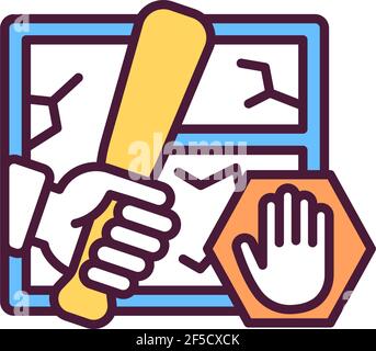 House breaking RGB color icon Stock Vector
