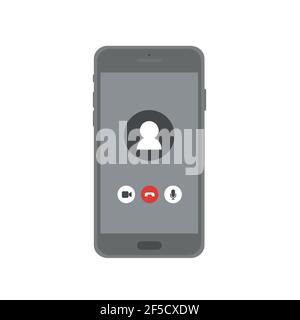 Video phone call on the screen. Video cal icons set. Vector Stock Vector