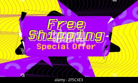 Free Shipping, Special Offer - service banner template design, business poster. Free shipping order promotion. Vector illustration. Store label. Stock Vector