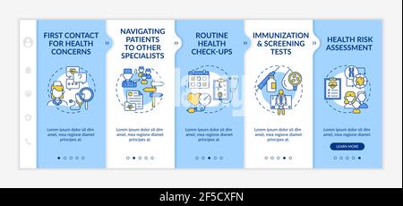 Family doctor responsibilities onboarding vector template Stock Vector