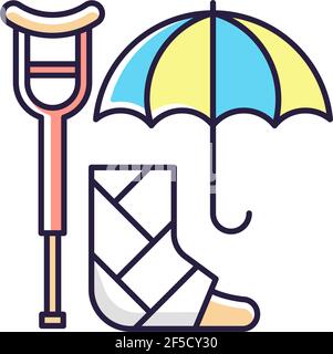 Disability insurance RGB color icon Stock Vector