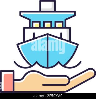 Marine insurance RGB color icon Stock Vector