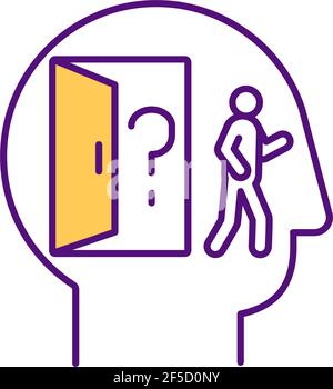 Creating psychological distance RGB color icon Stock Vector