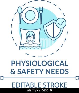 Physiological and safety needs turquoise concept icon Stock Vector
