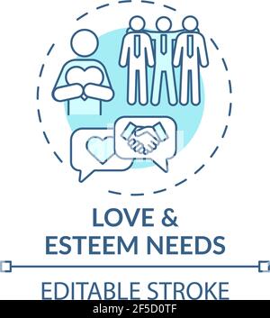 Love and esteem needs turquoise concept icon Stock Vector