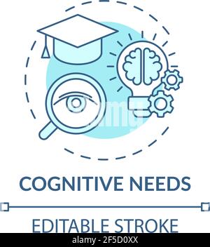 Cognitive needs turquoise concept icon Stock Vector