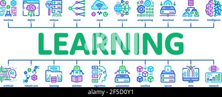 Machine Learning Ai Minimal Infographic Banner Vector Stock Vector