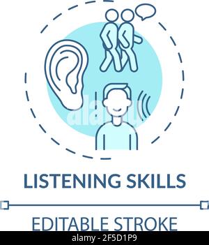 Listening skills turquoise concept icon Stock Vector
