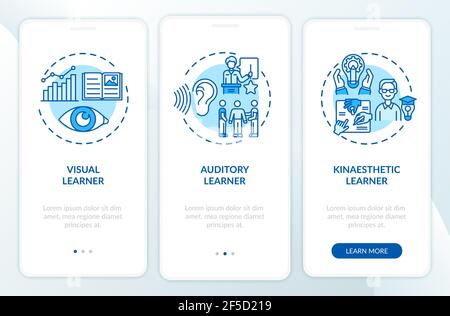 Learning styles blue onboarding mobile app screen Stock Vector Image ...