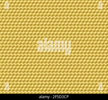 A windless isometric pattern. Yellow cubes. Bright monochrome geometric background. Stock Vector