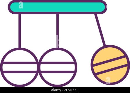 Newton cradle RGB color icon Stock Vector