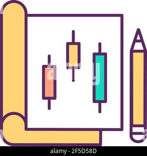 Paper trading RGB color icon Stock Vector