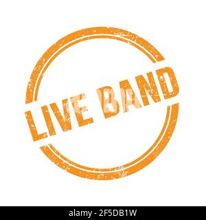 LIVE BAND text written on orange grungy vintage round stamp. Stock Photo