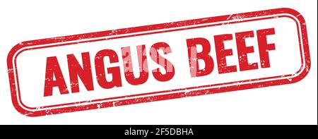 ANGUS BEEF text on red grungy rectangle stamp. Stock Photo