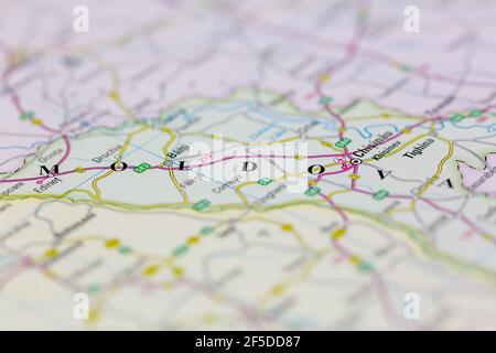 Moldova and surrounding areas Shown on a Geography map or road map Stock Photo