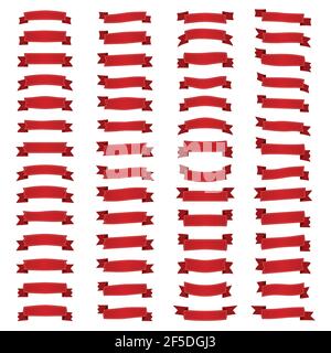 Ribbons - Banner set in red on white background. Vector illustration. Stock Vector
