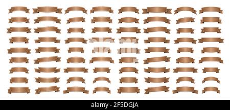 Ribbons - Banner set with shiny effect on white background. Vector illustration. Stock Vector