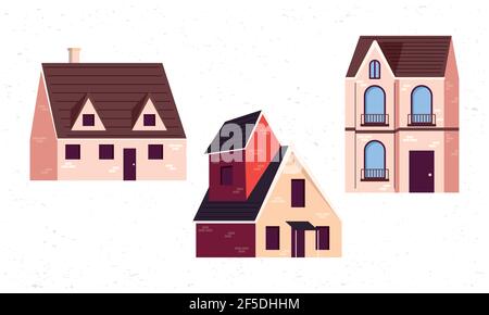 three buildings constructions set icons Stock Vector