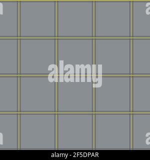 Vector plaid seamless grid pattern background.Thin pinstripe criss cross grey yellow backdrop. Intersecting tartan woven style design. Simple weave Stock Vector