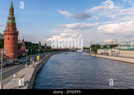 MOSCOW, RUSSIA - JUNE 12, 2017: The Kremlin and Moscow river at daylight. Stock Photo