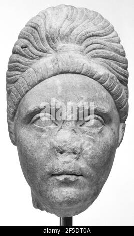 Roman portrait bust of Plotina, wife of Hadrian, identified by the high