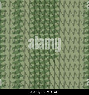 Zigzag weave knit vector seamless pattern background. Sage green monochrome herringbone plaid effect backdrop. Woven ikat chevrons in faux fabric Stock Vector