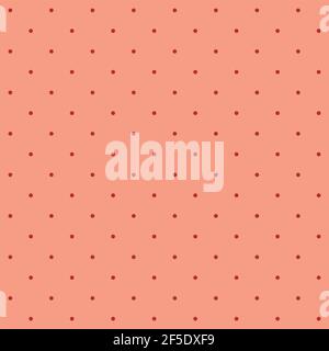 Seamless pattern - small burgundy dots on a peach-coral background. Pastel graphic texture for design. Vector illustration, EPS. Stock Vector