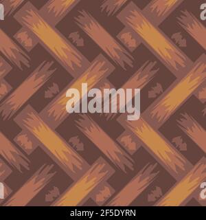 Seamless vector pattern texture with brown colours. Braided wallpaper design textured effect. Woven background. Stock Vector