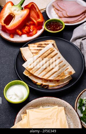 Traditional Mexican quesadilla from tortilla Stock Photo