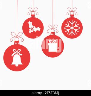 Christmas balls hanging ornaments background. Vector illustration Stock Vector