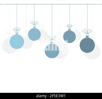 Christmas blue baubles ornaments background. Vector card Stock Vector