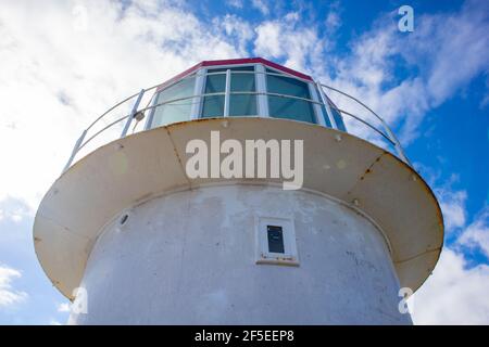 Cape Point - Cape Town, South Africa - 18-03-2021 Creative upward view of The Cape Point Light House on a calm afternoon. Stock Photo