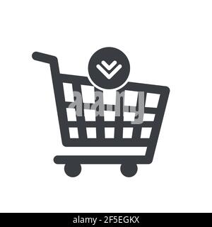 Add to cart icon. Shopping cart icon isolated on white background. Flat design.  Stock Vector