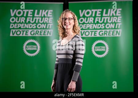 North Queensferry, Scotland, UK. 26 March 2021. PICTURED: Lorna Slater - Co Leader of the Scottish Green Party. Scottish Greens will today mark the start of their party conference by unveiling an end of term ‘report card' highlighting the party's achievements during the last parliamentary term. Credit: Colin Fisher/Alamy Live News Stock Photo