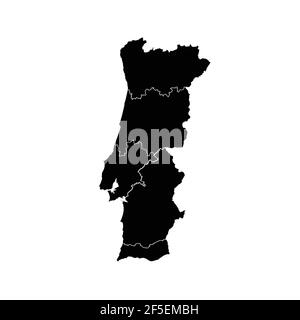 Portugal country map vector with regional areas Stock Vector