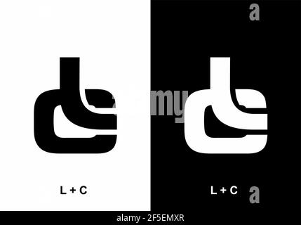 LC initial letter white and black design Stock Vector