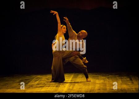 Akram Khan and Tamara Rojo rehearse  Dust as part of Lest We Forget at the Barbican - London Stock Photo