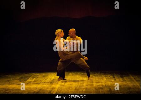 Akram Khan and Tamara Rojo rehearse  Dust as part of Lest We Forget at the Barbican - London Stock Photo