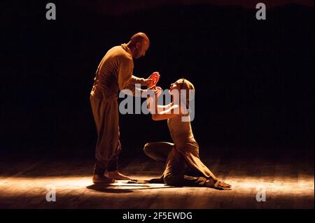 Akram Khan and Tamara Rojo rehearse  Dust as part of Lest We Forget at the Barbican - London Stock Photo