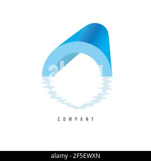 Pipe logo on white background. Plumbing company logo. Abstract tube symbol reflection on water. Vector illustration design. Stock Vector