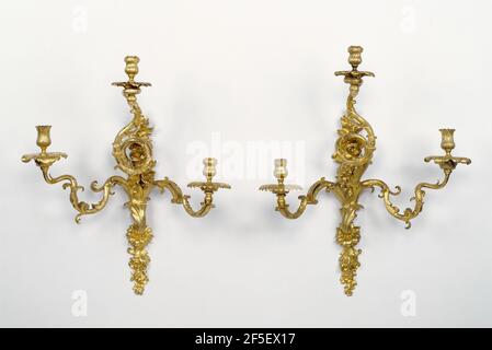 Pair of Wall Lights. Attributed to André-Charles Boulle (French, 1642 - 1732, master before 1666) Stock Photo