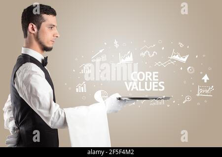 Waiter serving business idea concept Stock Photo