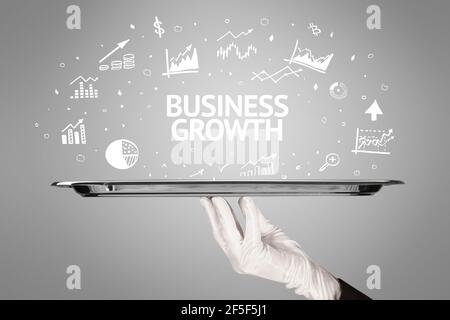 Waiter serving business idea concept Stock Photo
