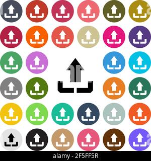 Vector modern Upload flat design icon set in button. Stock Vector