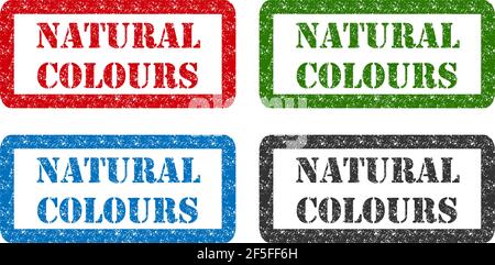 natural colours set rubber stamp isolated on background. Stock Vector