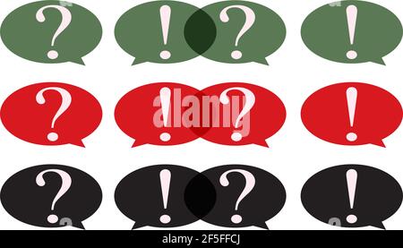 Speech Bubble with question mark and exclamation mark set. Stock Vector