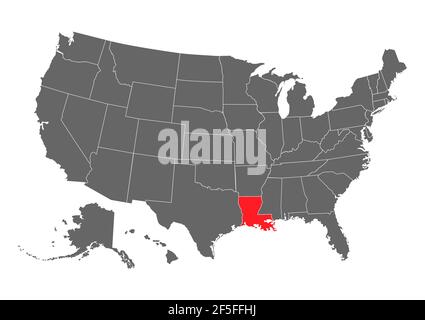 louisiana vector map. High detailed illustration. United state of America country . Stock Vector